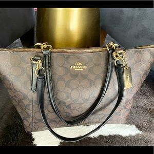 COACH tote with gold hardware. Brown and black; LIKE NEW!!!